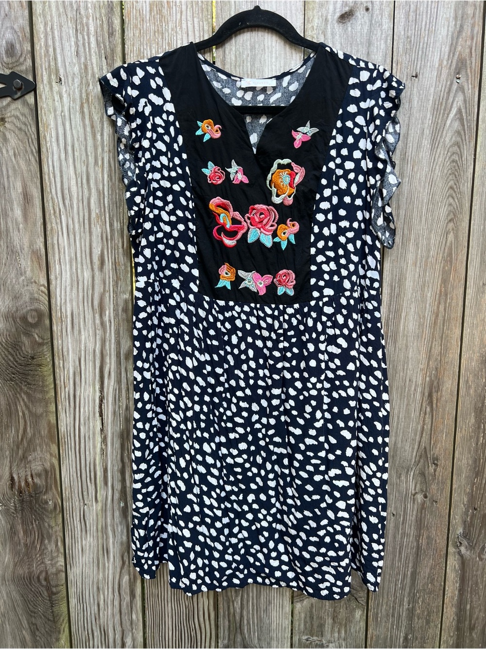 KIRUNDO Savannah Babydoll Boho Black White Dress Women’s Large - Picture 3 of 11